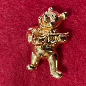 Vintage Licensed Disney Winnie the Pooh Bear Trumpet Brooch Lapel Pin Jewelry